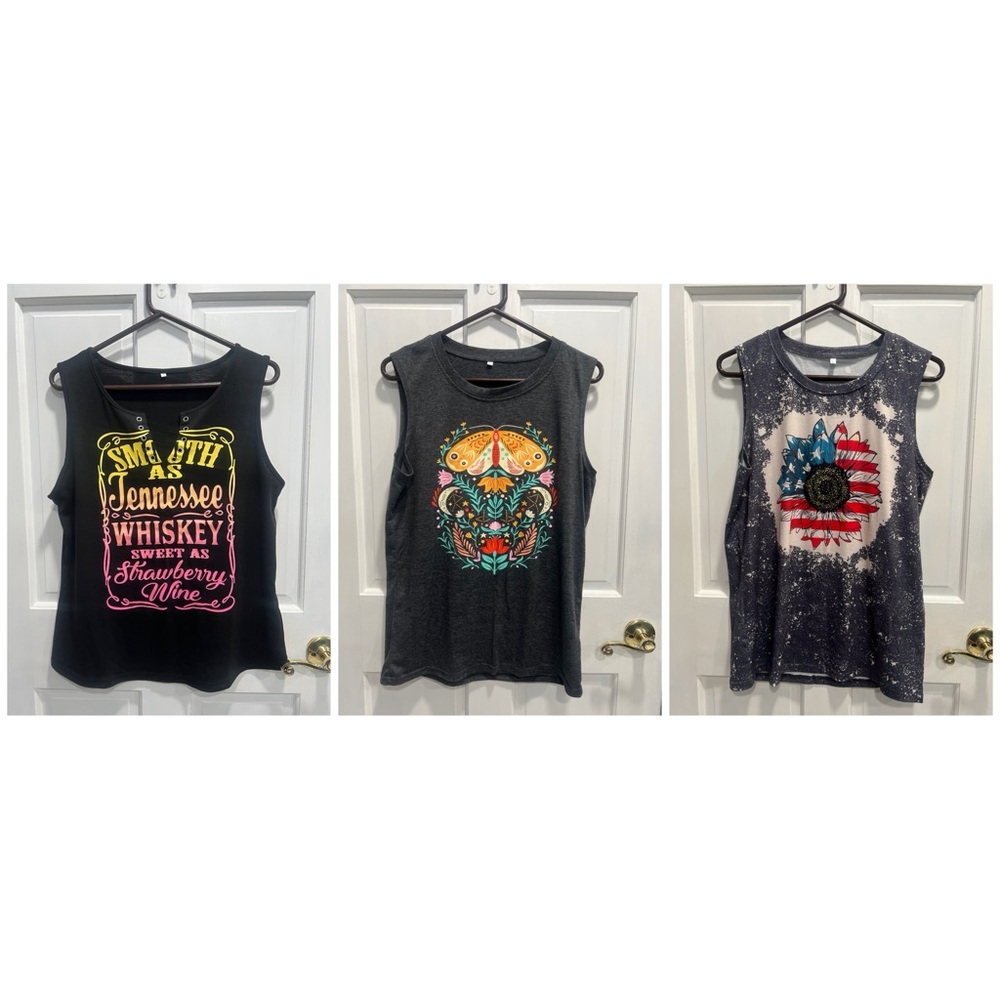 Lot Of 3 Summer Sleeveless Temu Tank Tops SIZE LARGE WOMENS Pre Loved Excellent